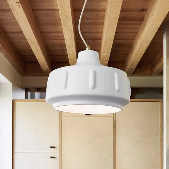 MARKET SET hanglamp Jimmy, Ø 38 cm, wit keramiek