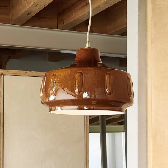MARKET SET Jimmy hanglamp - Ø 38 cm - Bruin keramiek & messing