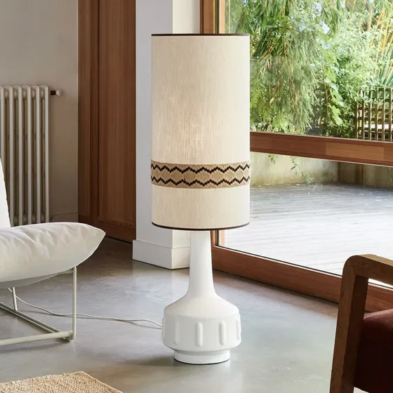 MARKET SET Vloerlamp Jimmy, Wit/Beige, 121 cm
