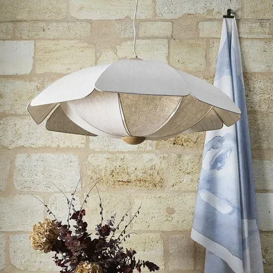 MARKET SET Coquillage hanglamp - 110 cm - Crèmekleurig Linnen