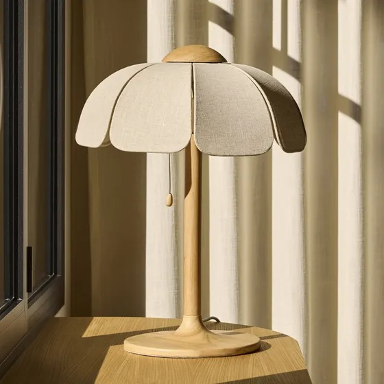 MARKET SET Coquillage tafellamp - Linnen & Licht Hout