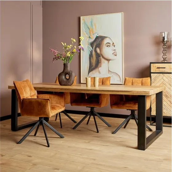 Denver Eettafel Naturel 220 cm | Rechthoek U-poot