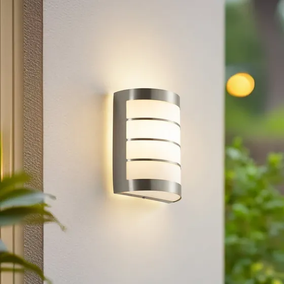 Lindby Noyan Buitenwandlamp - Roestvrij Staal - 20 cm