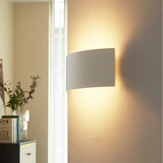 Lindby Naike Wandlamp, Wit, Gips, 15 cm