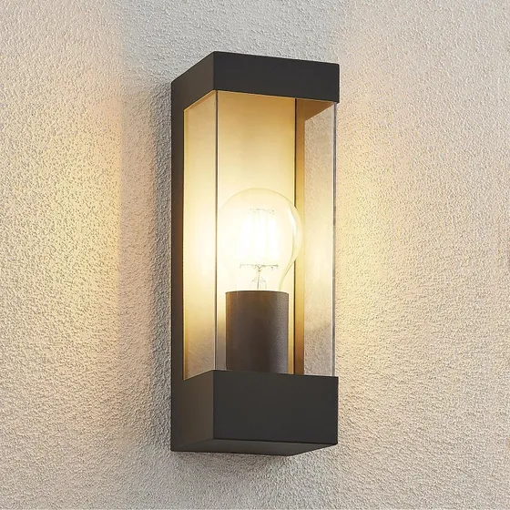 Lindby Tilian Buiten Wandlamp - Antraciet/Helder - 25 cm