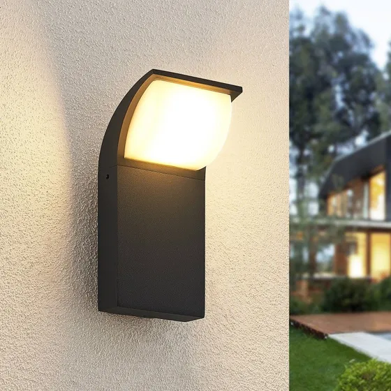 Lucande Tinna LED Buitenwandlamp - Antraciet - Aluminium