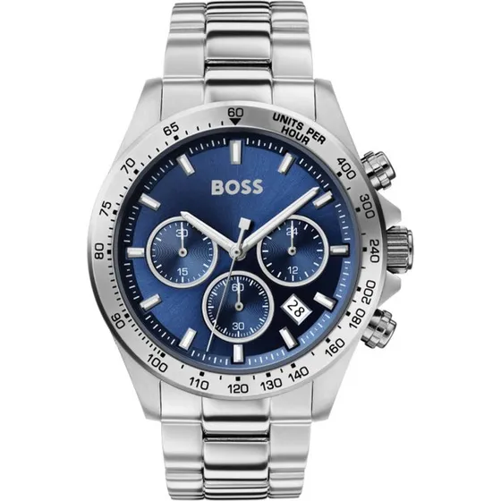 Hugo Boss Hero Chrono HB1513755 43 mm Zilverkleurig met blauwe wijzerplaat