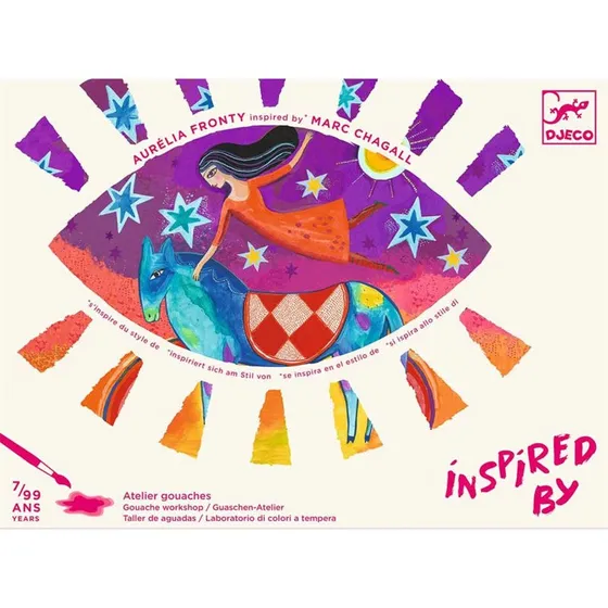 Djeco Schilderset Inspired by Chagall  8 Illustraties, Gouacheverf & Pincel