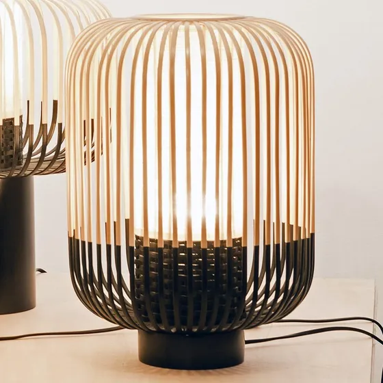 Forestier Bamboo Light M Black - Bamboe Tafellamp
