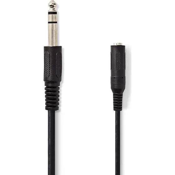 Nedis 5 m Stereo-Audiokabel 6,35 mm Man/Vrouw, Zwart, Vernikkeld