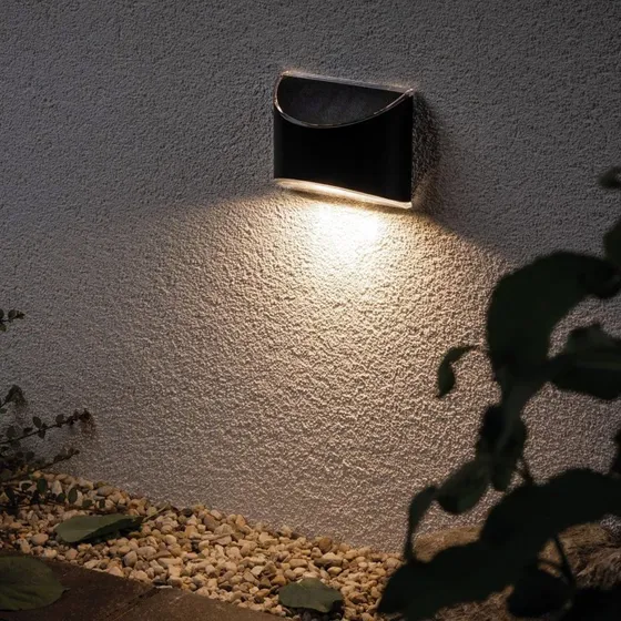 Paulmann Elliot LED-wandlamp op zonne-energie, antraciet, IP44
