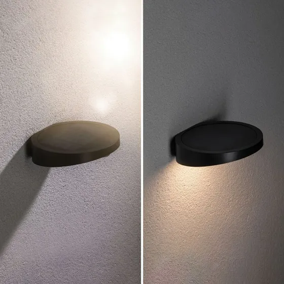 Paulmann Ryse LED-zonne-buitenwandlamp, antraciet, rond