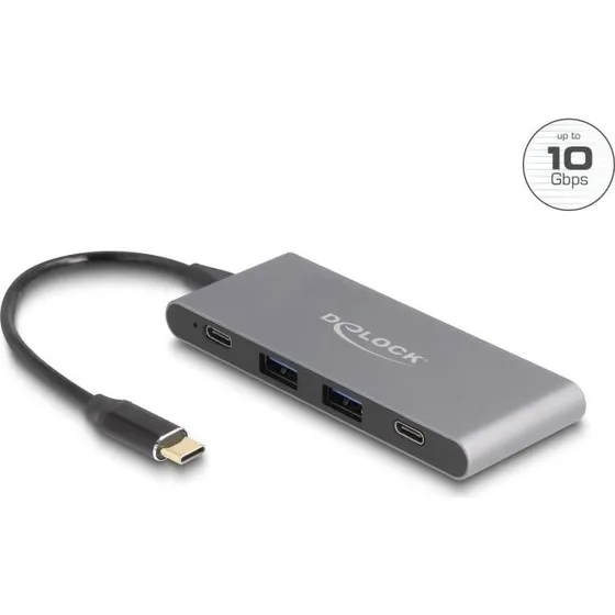 Delock 4-poorts USB-C Hub met 2x USB-A & 2x USB-C, 10 Gbps