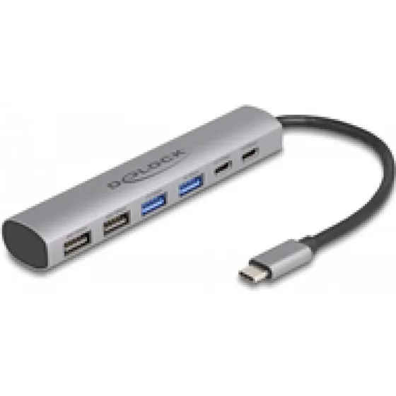 DeLOCK USB-C naar A Hub 6 Poorten Grijs