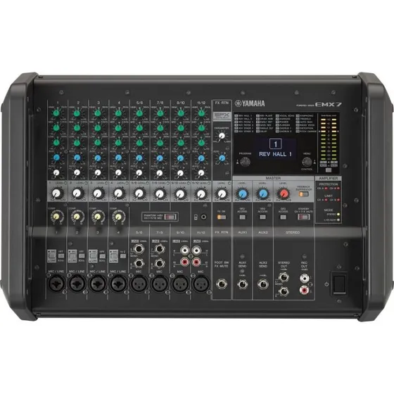 Yamaha EMX7 Powermixer in koffer, 2x 600 W