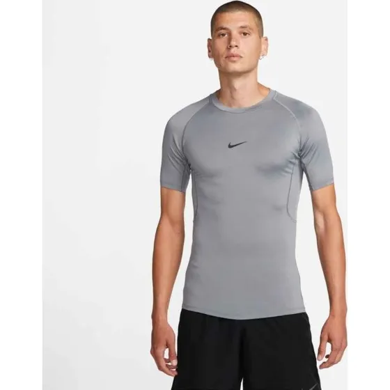Nike Pro Dri-FIT Tight SS Hardloopshirt - Smoke Grey/Black