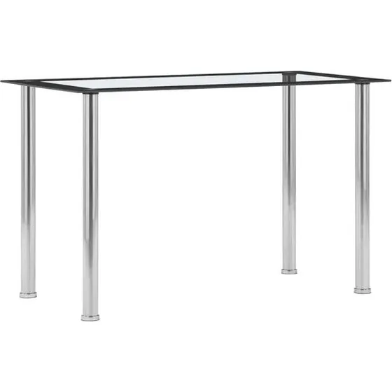 vidaXL Eettafel 120x60x75 cm – gehard glas & RVS, zwart/transparant
