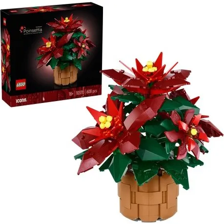 LEGO 10370 Kerstster - decoratieve poinsettia in mand