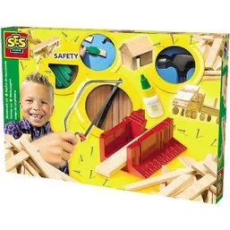 SES Timmerset Deluxe - Houten Bouwset met Veiligheidshand