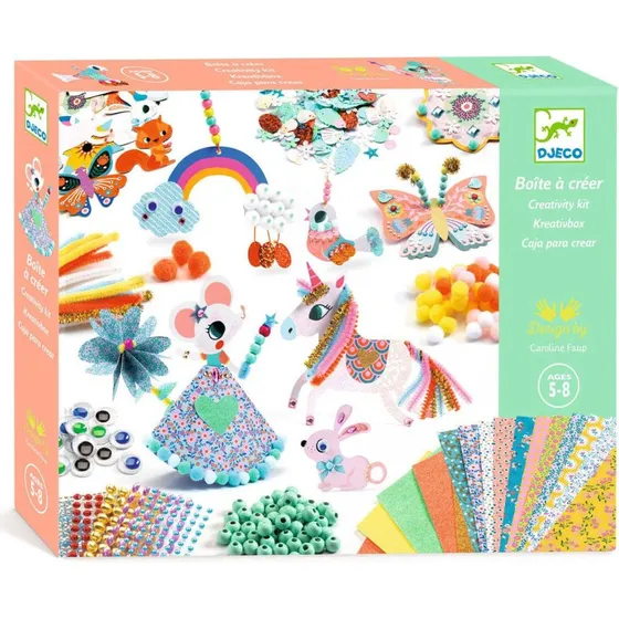 Djeco Knutselset Creativity Kit met pompoms & kralen (5-8 jaar)