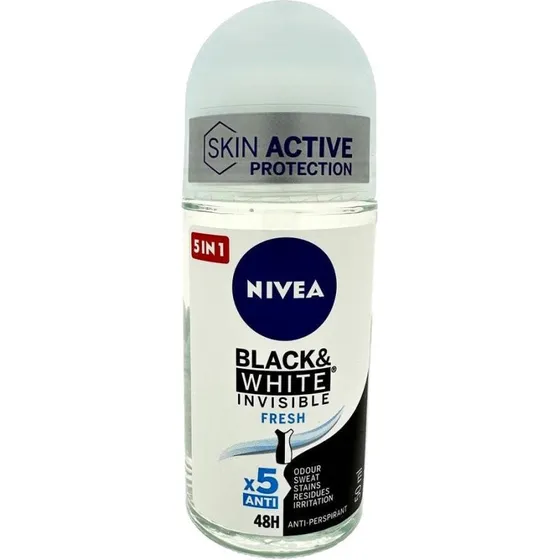 Nivea Black & White Invisible Fresh Deo Roll-on 6x50 ml