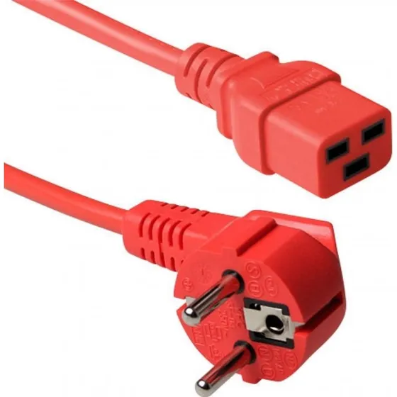 ACT Netsnoer CEE 7/7 naar C19 rood, 3m (haaks)