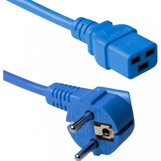 ACT Netsnoer CEE 7/7 naar C19 blauw 1,2m (haaks)
