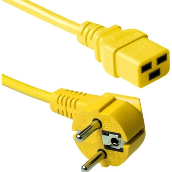 ACT Netsnoer CEE 7/7 naar C19 geel - 1,2 m (haaks)