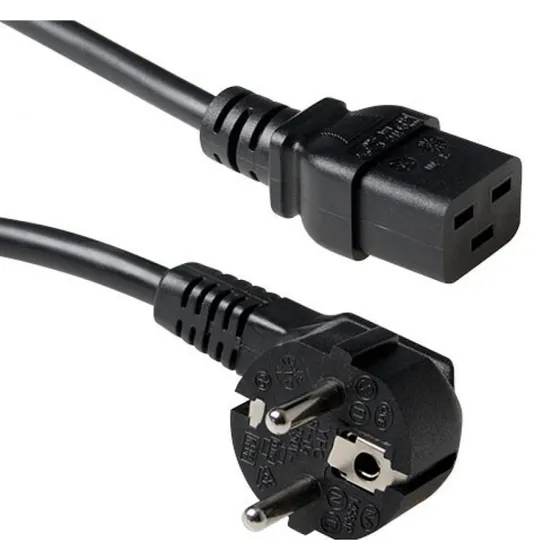 ACT Netsnoer CEE 7/7 naar C19 zwart 1,2 m (haaks)