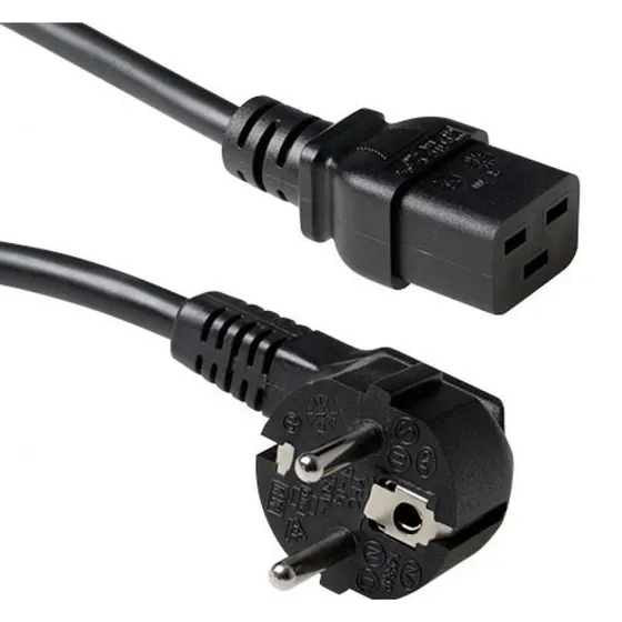 ACT Netsnoer CEE 7/7 naar C19 zwart, haaks, 1,8 m