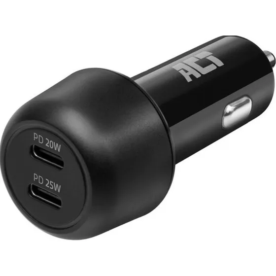 ACT USB-C Autolader 45W - 2 Poorten met Power Delivery