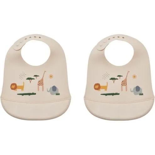 Liewood Tilda Silicone Bib 2-Pack Safari/Sandy Mix
