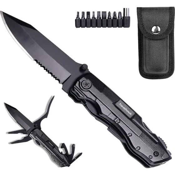 Travelhawk Zakmes 14-in-1 Multitool met Blik- en Flesopener