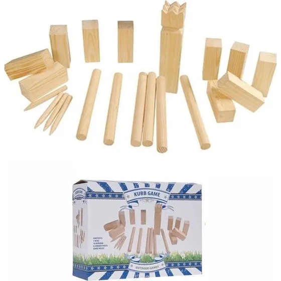 Kubb Set Groot Hout FSC, 21-delig