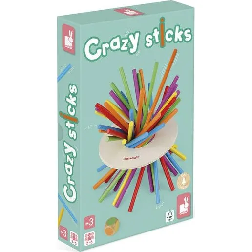Janod Crazy Sticks - Kinderspel met 36 stokjes en dobbelsteen