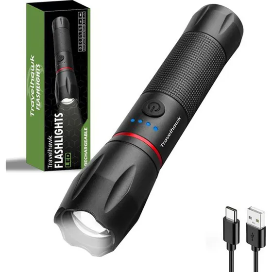 Travelhawk Oplaadbare Zaklamp 1000 Lumen - Militair & Waterdicht