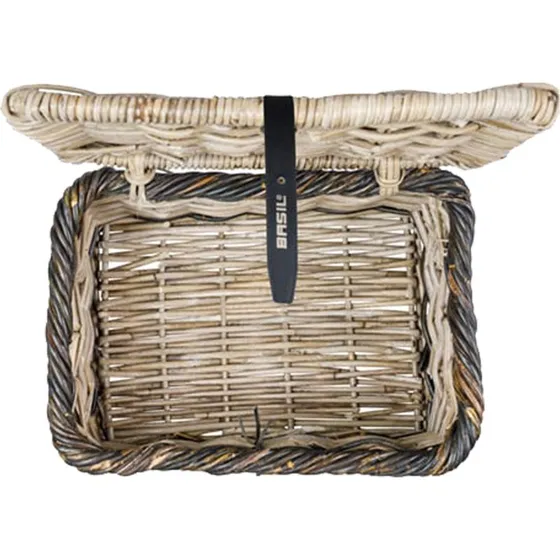 Basil Dijon L fietsmand met deksel grijs/zwart