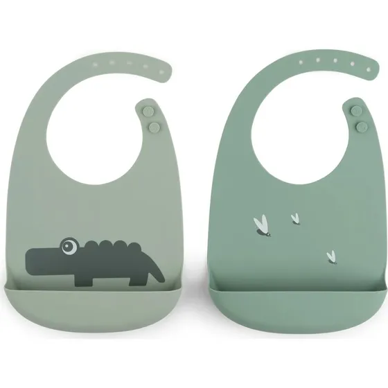 Done by Deer Croco Silicone Slabbetje 2-pack - Groen
