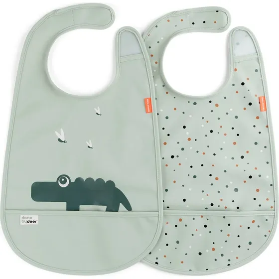 Done by Deer Croco Baby Slabbetjes 2-pack - Groen