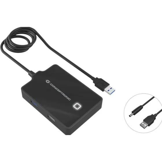Conceptronic HUBBIES10B USB 3.2 Gen 1 Hub - 4 poorten, zwart