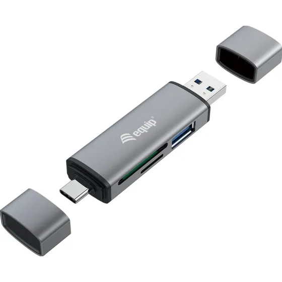 Equip 245460 Geheugenkaartlezer USB 3.2 Gen 1 Type-A/Type-C Grijs