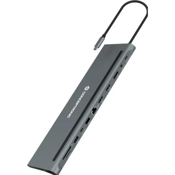 Conceptronic DONN17G USB-C Dockingstation - Grijs