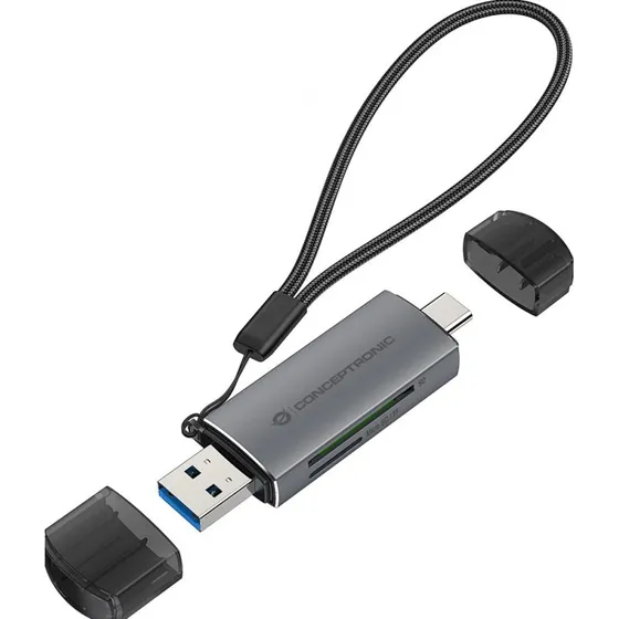 Conceptronic BIAN05G USB 3.2 Card Reader Type-A & Type-C Grijs