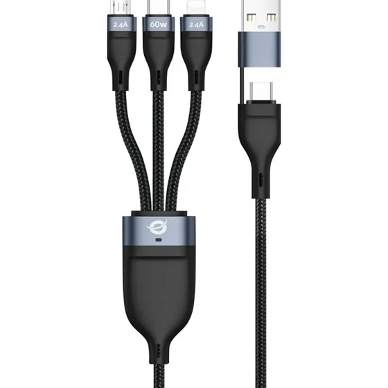 Conceptronic ETTA05B15 USB-C naar USB-C/Lightning/Micro-USB 1,5m Zwart