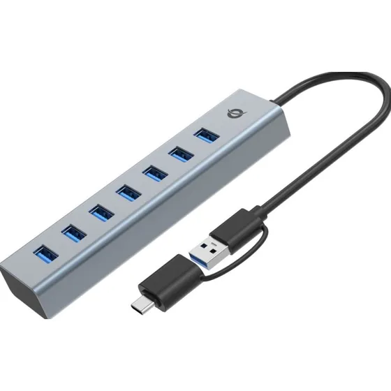 Conceptronic HUBBIES21G USB 3.2 Gen 1 Hub 7-poorten - Grijs