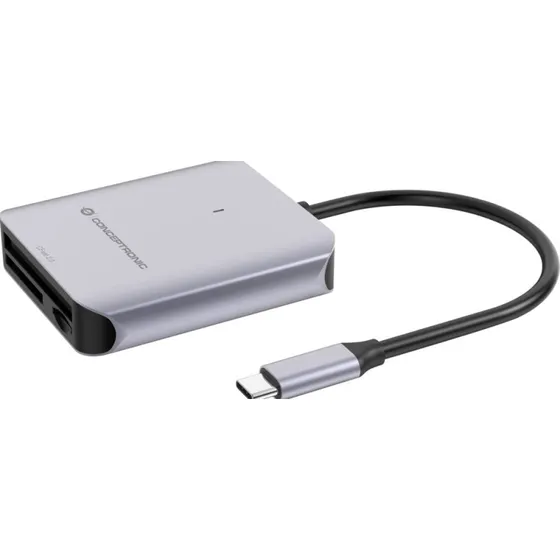 Conceptronic BIAN09G USB 3.2 Gen 2 Type-C Geheugenkaartlezer - Grijs