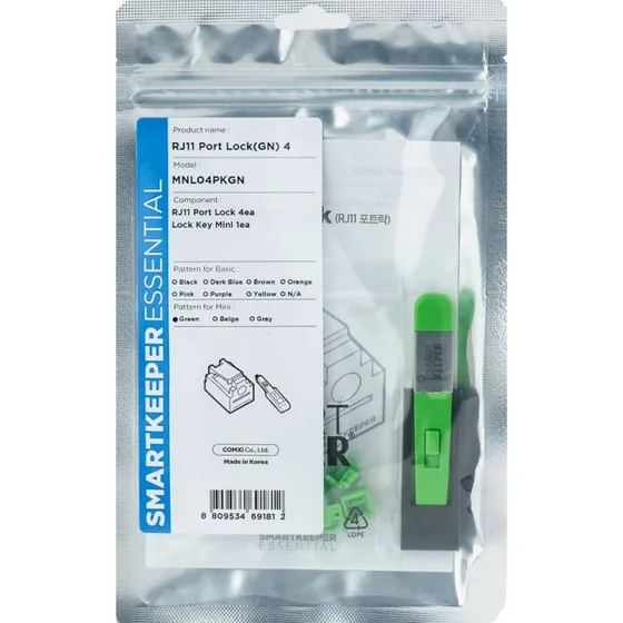 SmartKeeper Basic RJ11 Port Blocker Groen (4 stuks + sleutel)