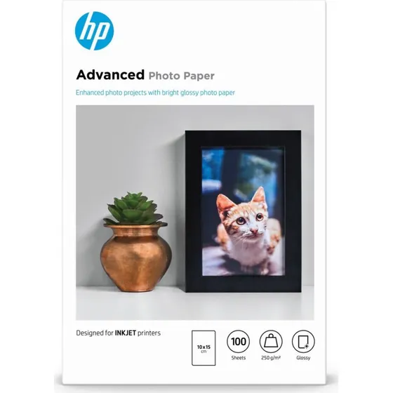 HP Advanced Glossy Photo Paper 10x15 cm, 250 g/m2, 100 vellen