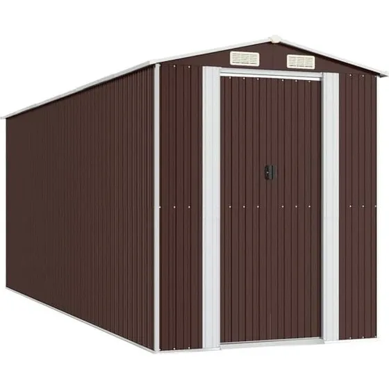 vidaXL Tuinschuur 192x523x223 cm gegalvaniseerd staal donkerbruin