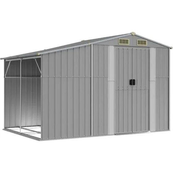 vidaXL Tuinschuur 277x192,5x179 cm gegalvaniseerd staal grijs